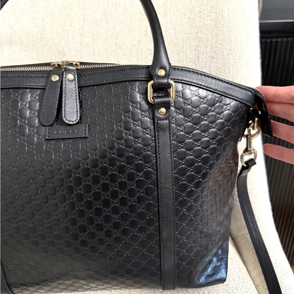 Authentic Gucci 2way tote bag black Guccissima leather - Picture 5 of 16